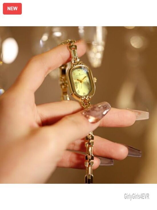 Quartz Wrist Watch with Gold Stainless Steel Band and Oval Dial main image 6